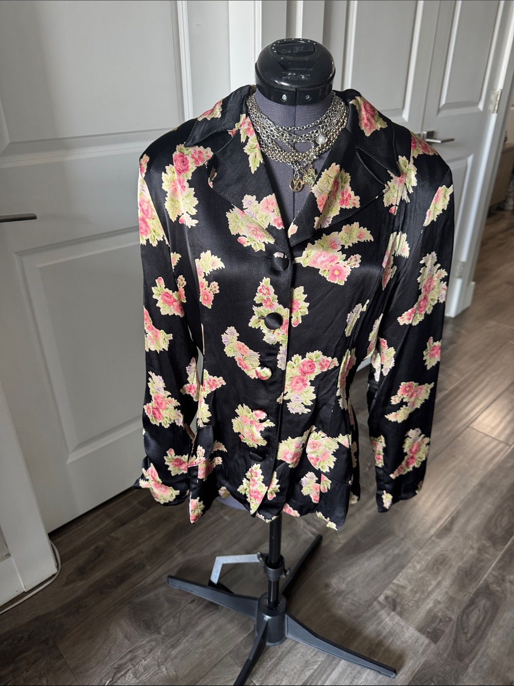 Betsey johnson Floral Satin Button-Front Women's Jacket size small